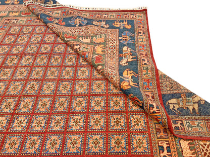 Afghan Pazyryk (8'08"x12'02") red/blue - Nuvé