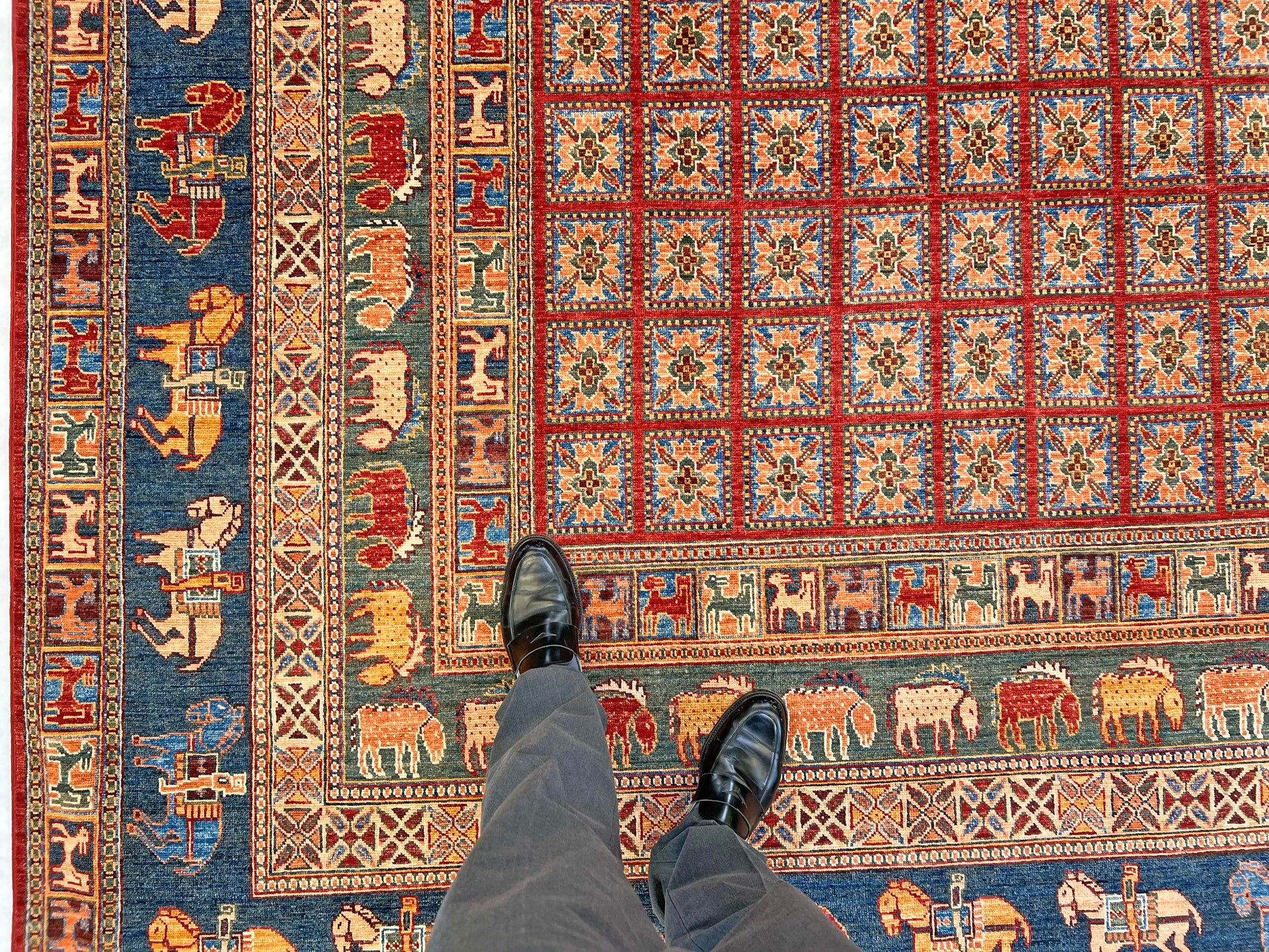 Afghan Pazyryk (8'08"x12'02") red/blue - Nuvé