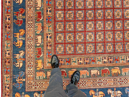 Afghan Pazyryk (8'08"x12'02") red/blue - Nuvé