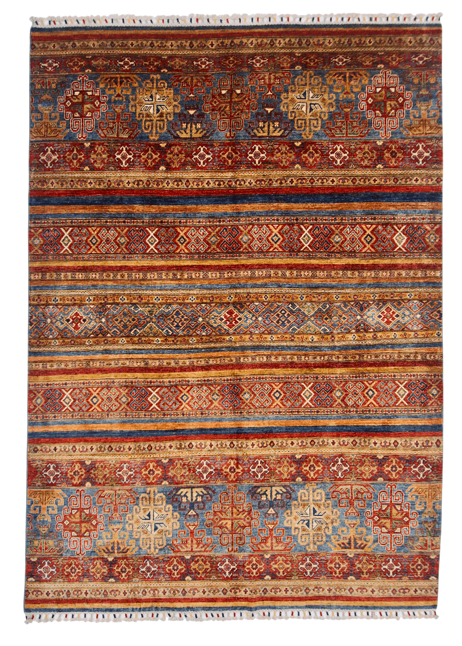 Khorjin (6'01"x8'07") blue/mulitcolor - Nuvé