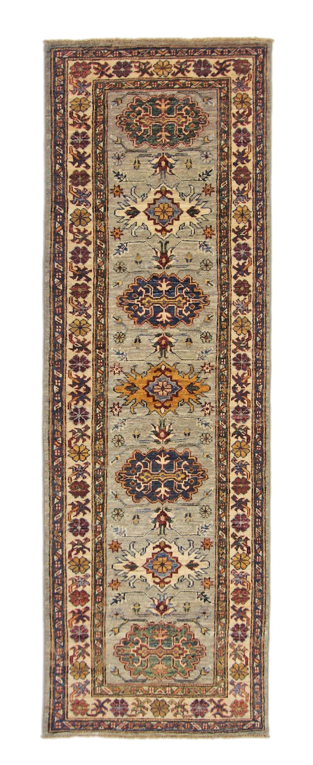 Super Kazak (2'00"x6'00") light gray/multicolor - Nuvé