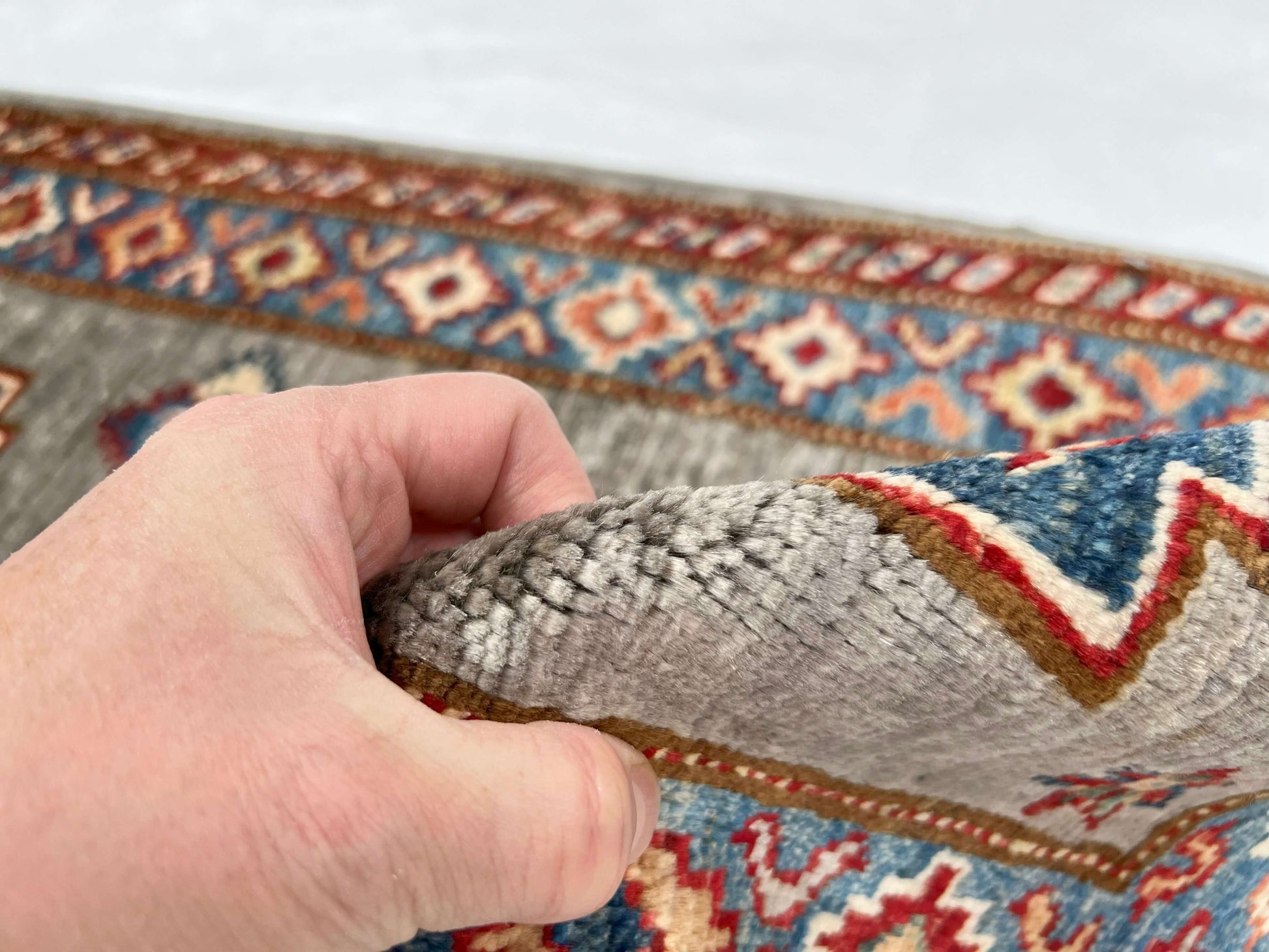 Super Kazak (1'11"x2'11") steel gray/blue - Nuvé