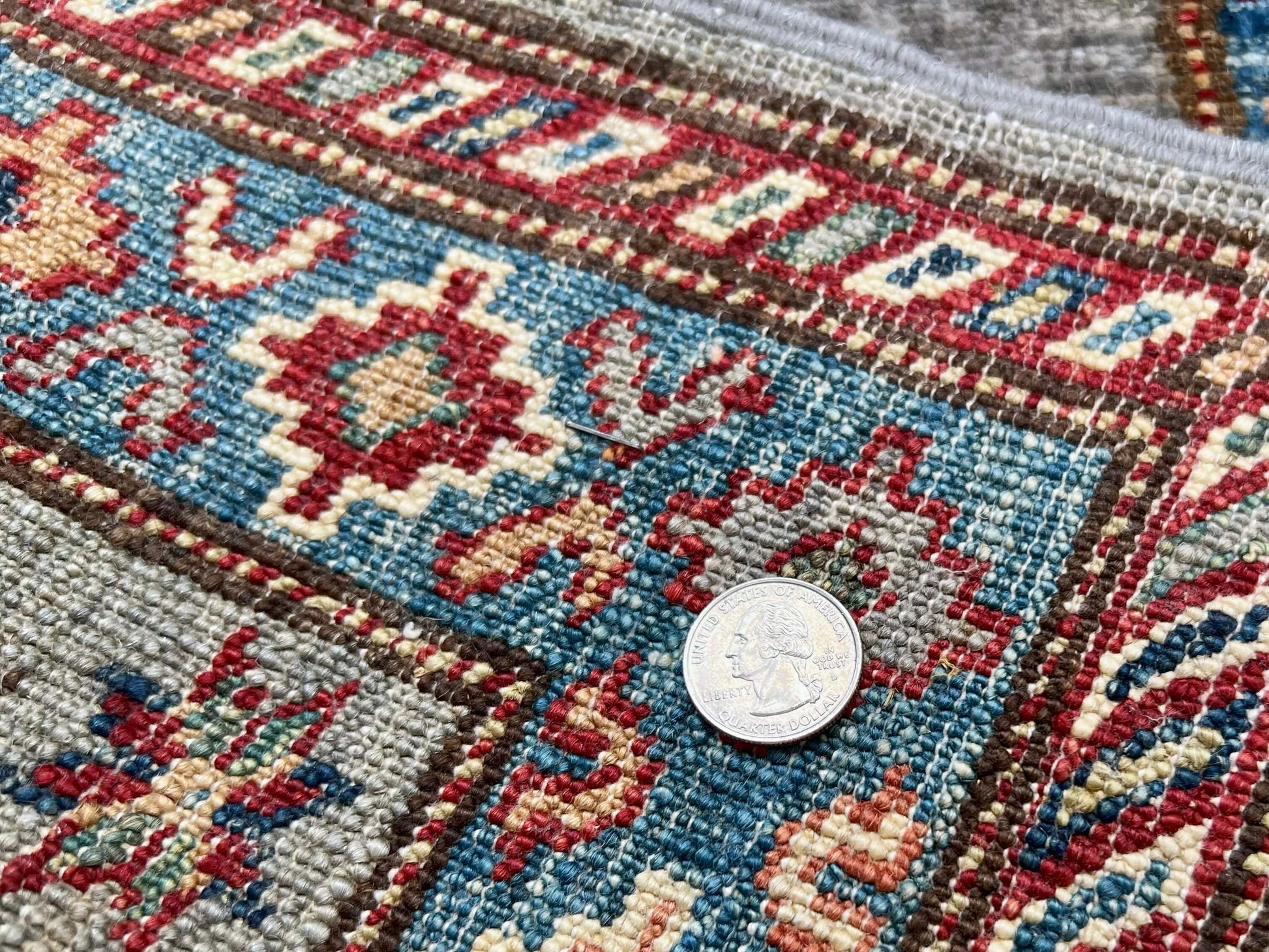 Super Kazak (1'11"x2'11") steel gray/blue - Nuvé