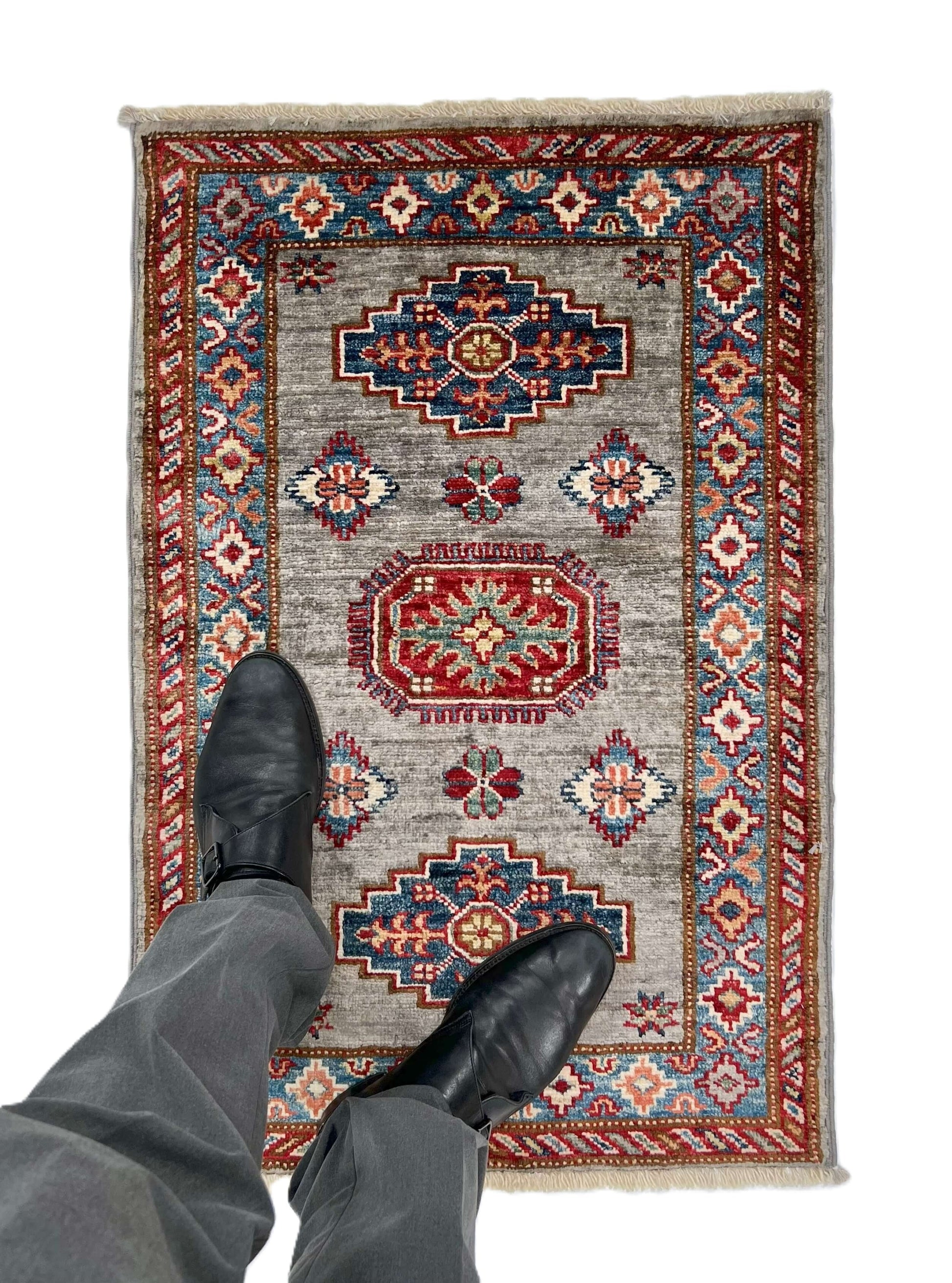 Super Kazak (1'11"x2'11") steel gray/blue - Nuvé