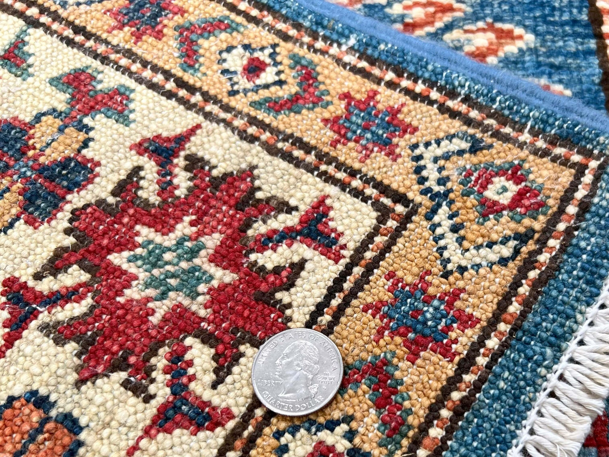 Super Kazak (2'11"x4'00") denim blue/ivory - Nuvé
