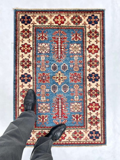 Super Kazak (2'08"x4'00") denim blue/ivory - Nuvé