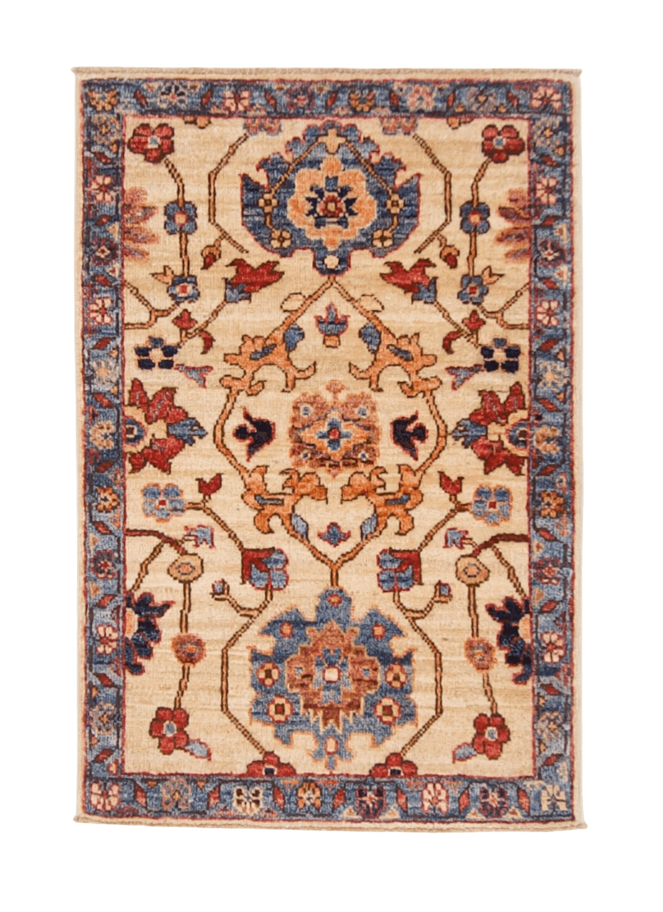 Afghan Ariana (2'00"x3'00") ivory/blue - Nuvé