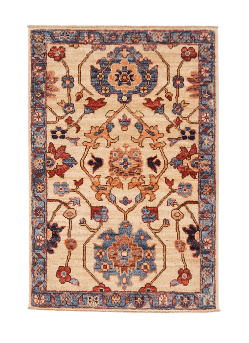 Afghan Ariana (2'00"x3'00") ivory/blue - Nuvé