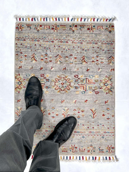 Afghan Gabbeh (2'00"x2'07") light gray - Nuvé