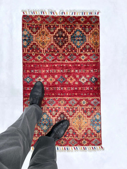 Afghan Khorjin (2'00"x3'03") red - Nuvé