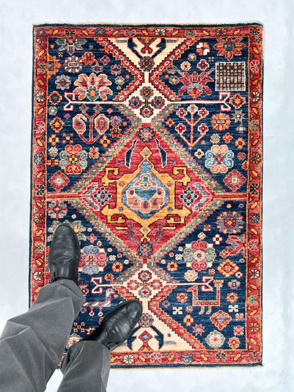 Afghan Qashqai (2'08"x3'10") blue/red - Nuvé