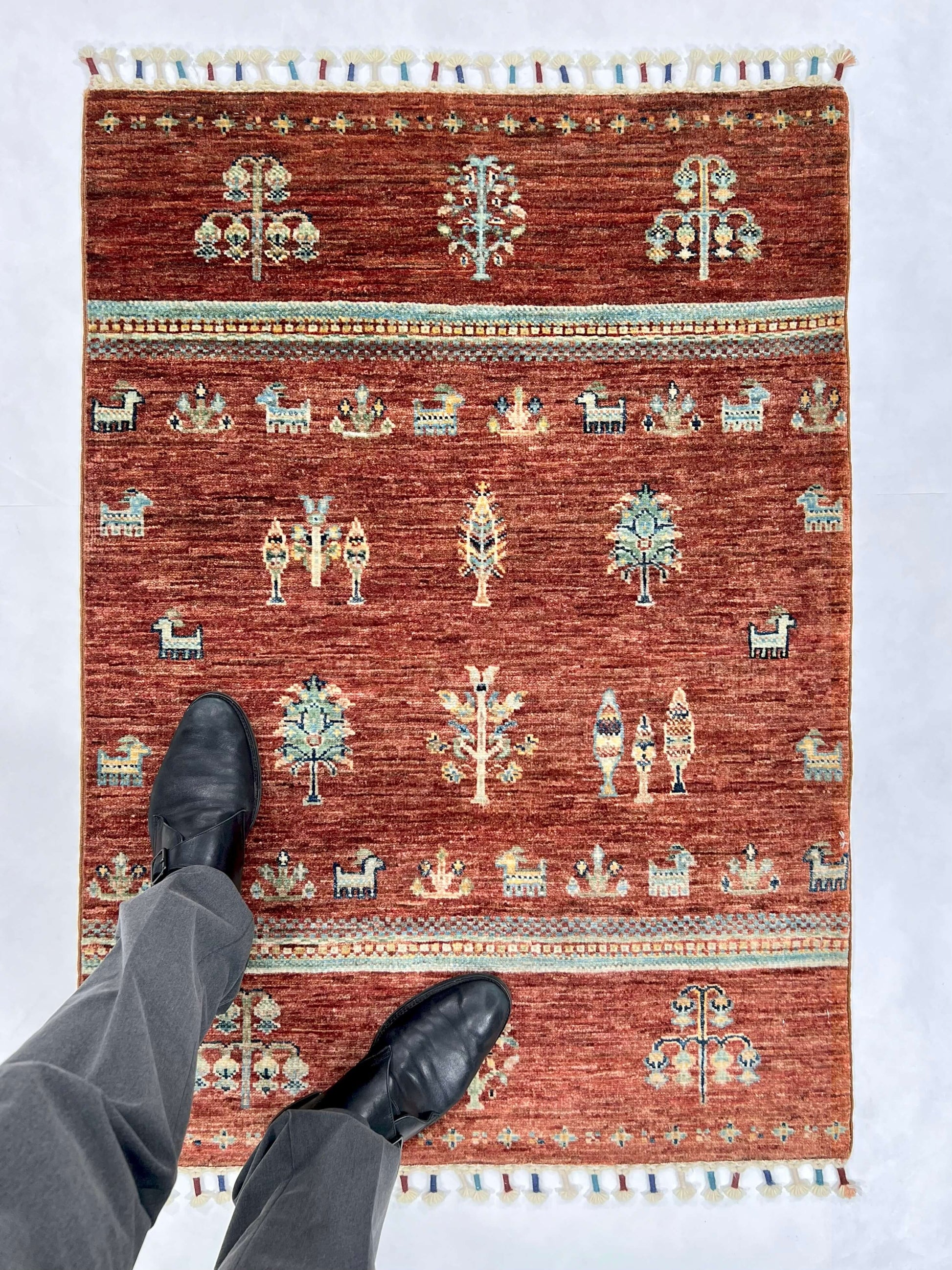 Afghan Gabbeh (2'08"x3'08") brown/teal - Nuvé