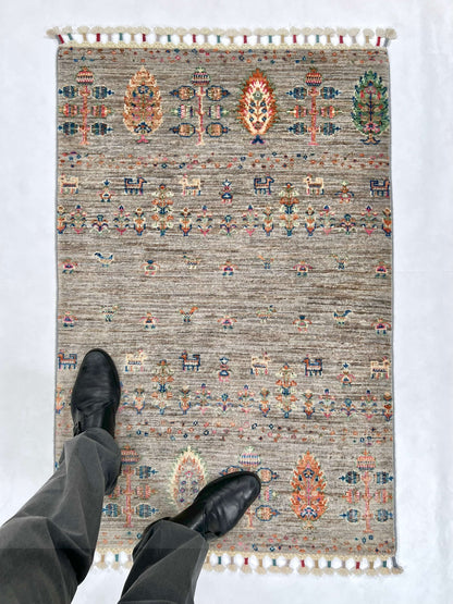 Afghan Gabbeh (2'07"x3'09") light gray - Nuvé