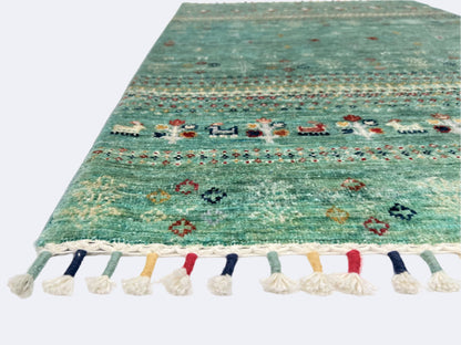 Afghan Gabbeh (2'07"x3'10") light green - Nuvé