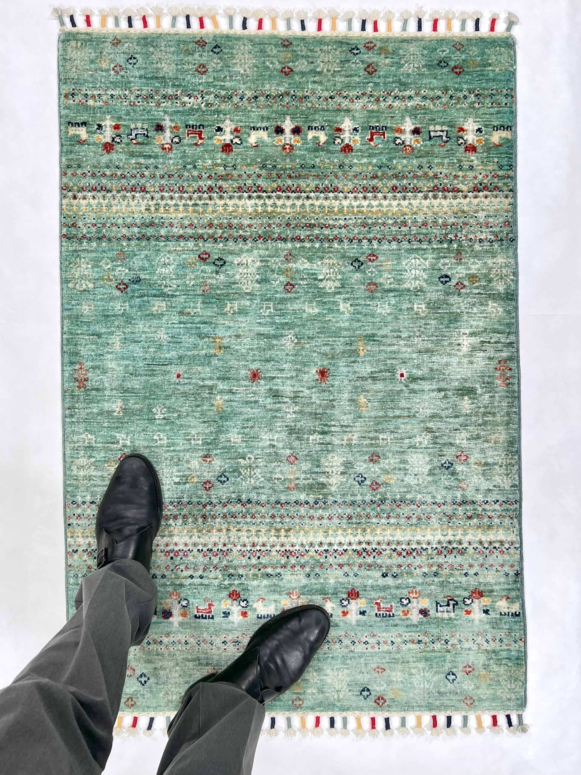 Afghan Gabbeh (2'07"x3'10") light green - Nuvé