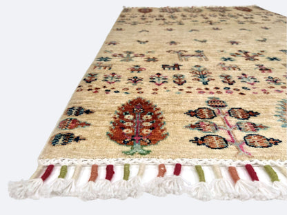 Afghan Gabbeh (2'08"x4'00") ivory/pastel - Nuvé