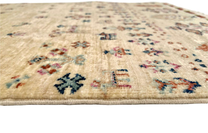 Afghan Gabbeh (2'08"x4'00") ivory/pastel - Nuvé