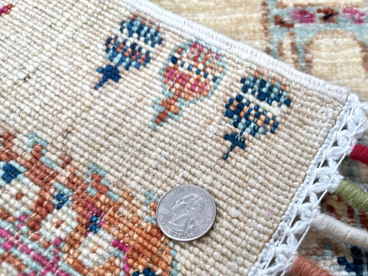 Afghan Gabbeh (2'08"x4'00") ivory/pastel - Nuvé