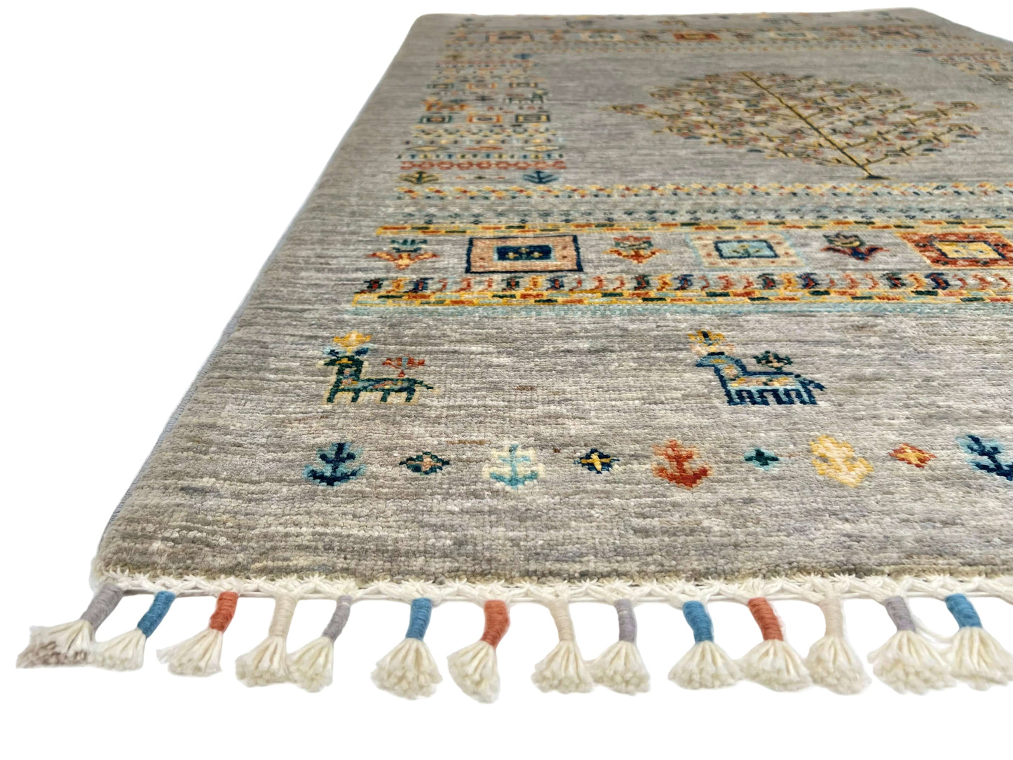 Afghan Tree of Life Gabbeh (3'03"x4'10") silver - Nuvé