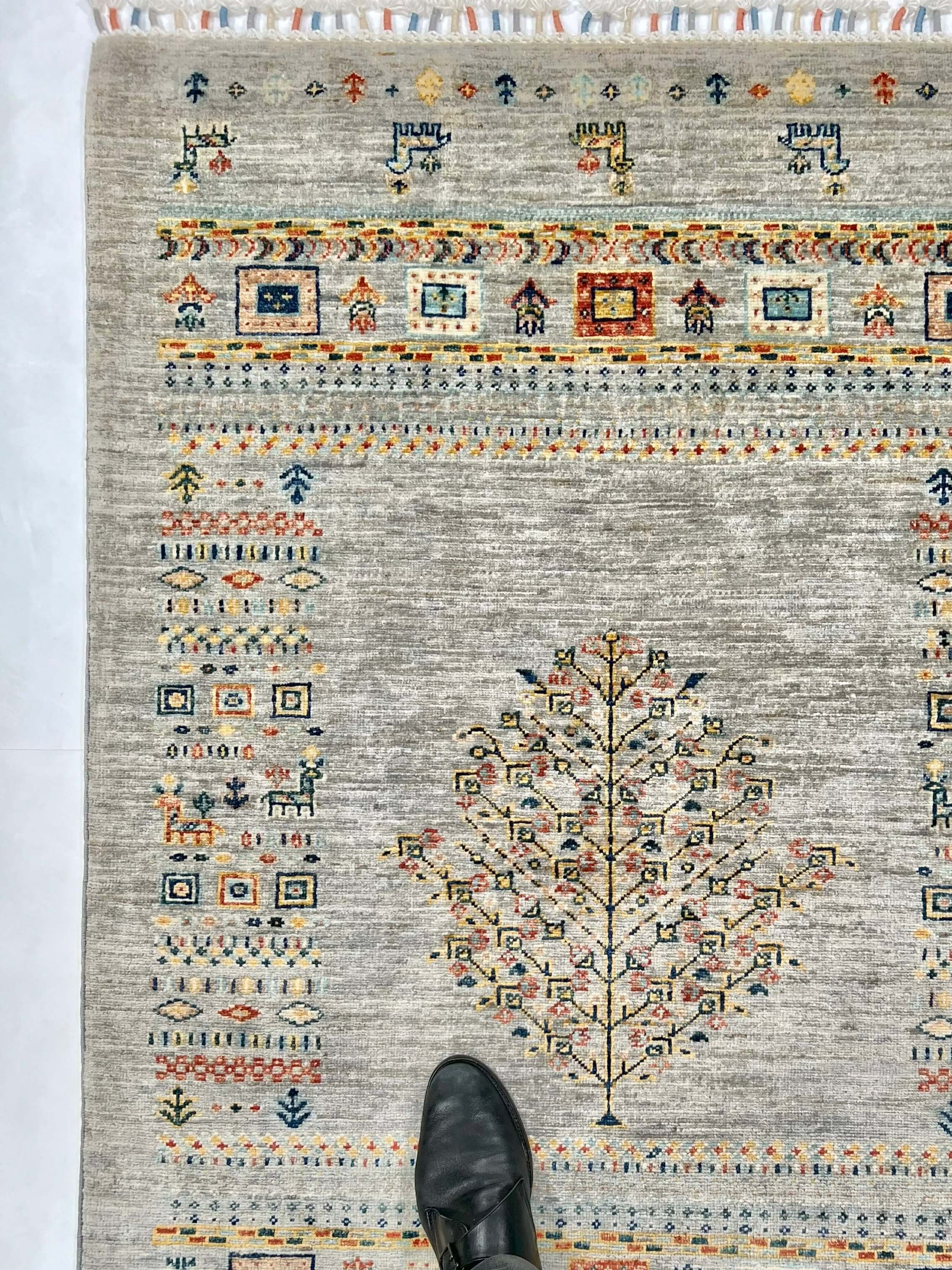 Afghan Tree of Life Gabbeh (3'03"x4'10") silver - Nuvé