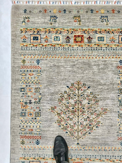 Afghan Tree of Life Gabbeh (3'03"x4'10") silver - Nuvé