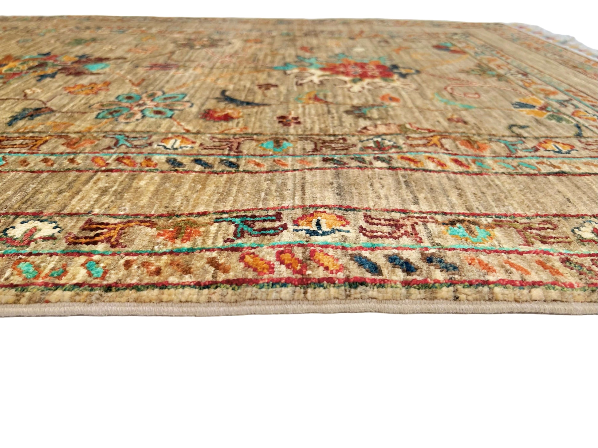 Khorjin (3'03"x4'11") camel/turquoise - Nuvé