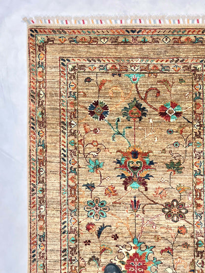 Khorjin (3'03"x4'11") camel/turquoise - Nuvé