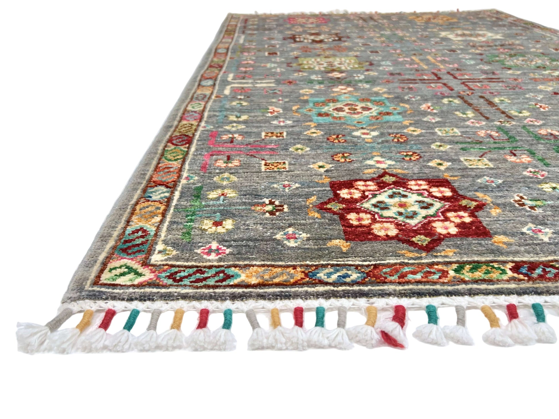 Afghan Khorjin (3'04"x5'00") gray/pastel - Nuvé