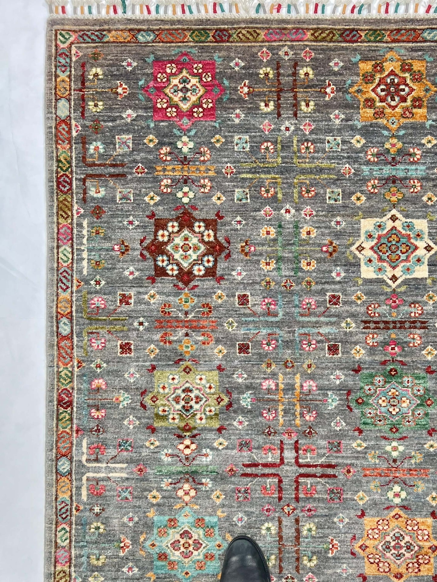 Afghan Khorjin (3'04"x5'00") gray/pastel - Nuvé