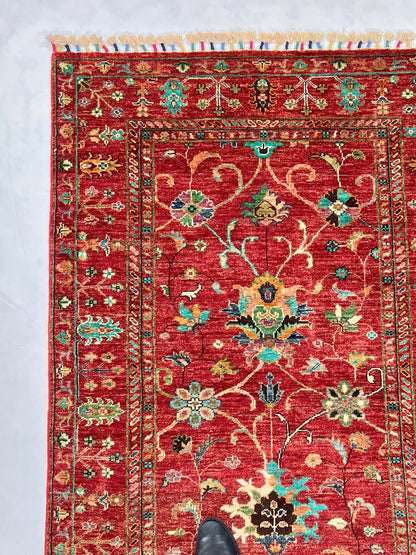 Afghan Aryana (3'04"x5'00") red/turquoise - Nuvé