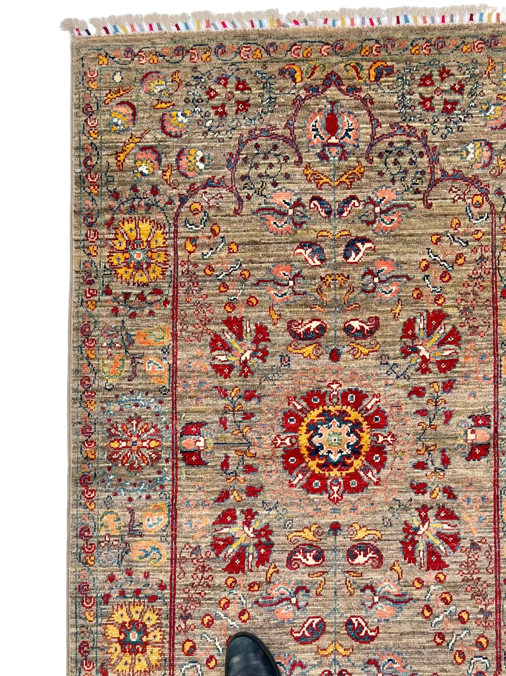 Afghan Khorjin - Suzani (3'02"x5'00") camel/red - Nuvé