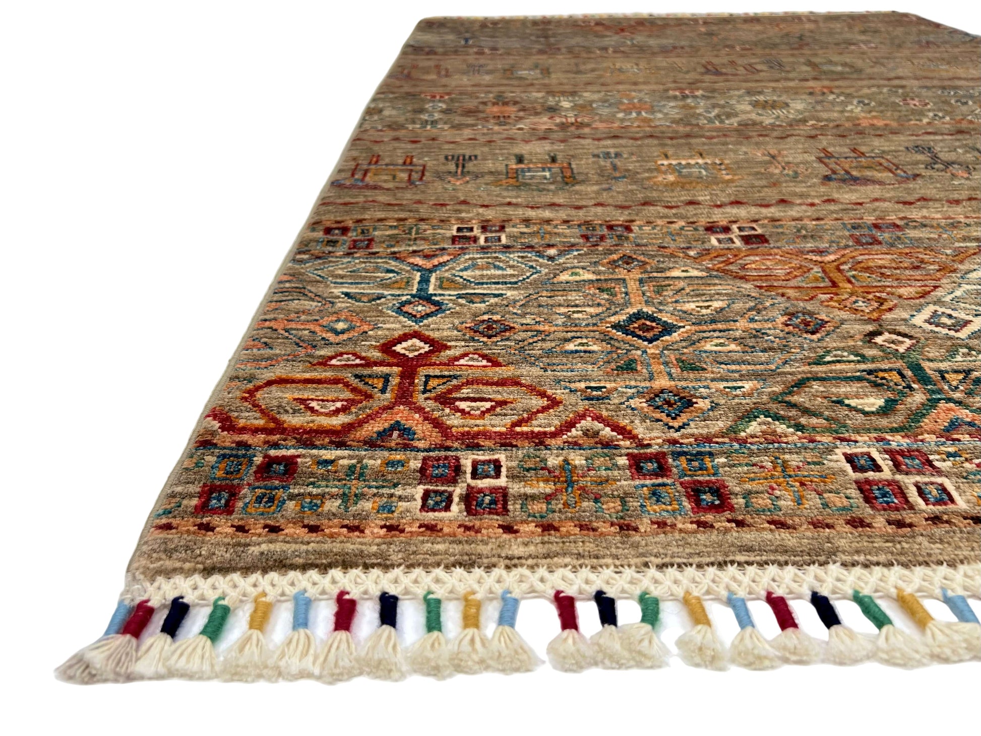 Afghan Khorjin (3'02"x4'08") camel/multicolor - Nuvé