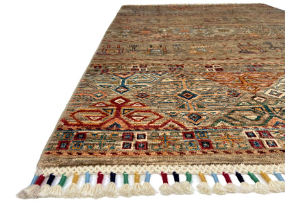 Afghan Khorjin (3'02"x4'08") camel/multicolor - Nuvé