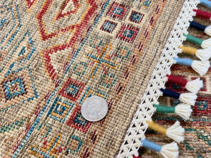 Afghan Khorjin (3'02"x4'08") camel/multicolor - Nuvé