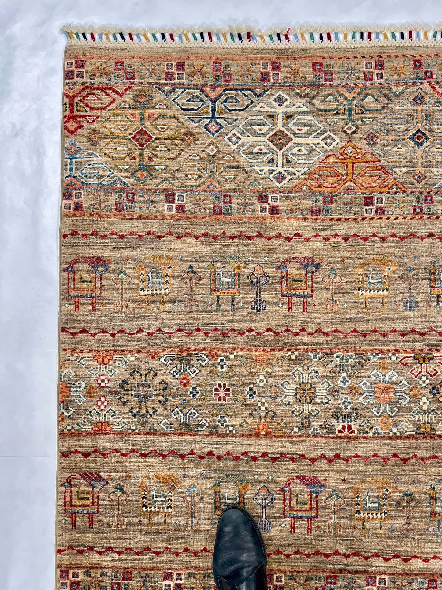 Afghan Khorjin (3'02"x4'08") camel/multicolor - Nuvé