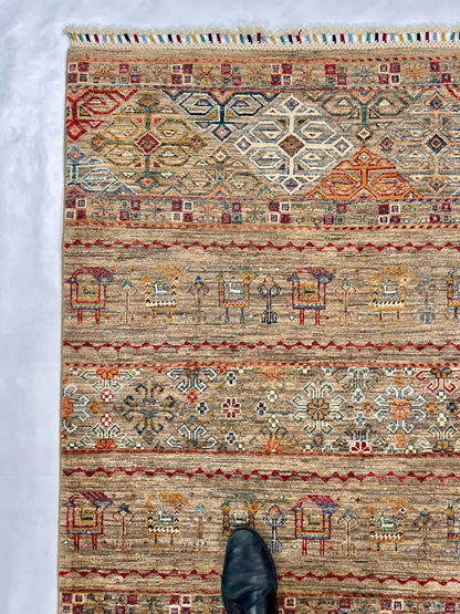 Afghan Khorjin (3'02"x4'08") camel/multicolor - Nuvé