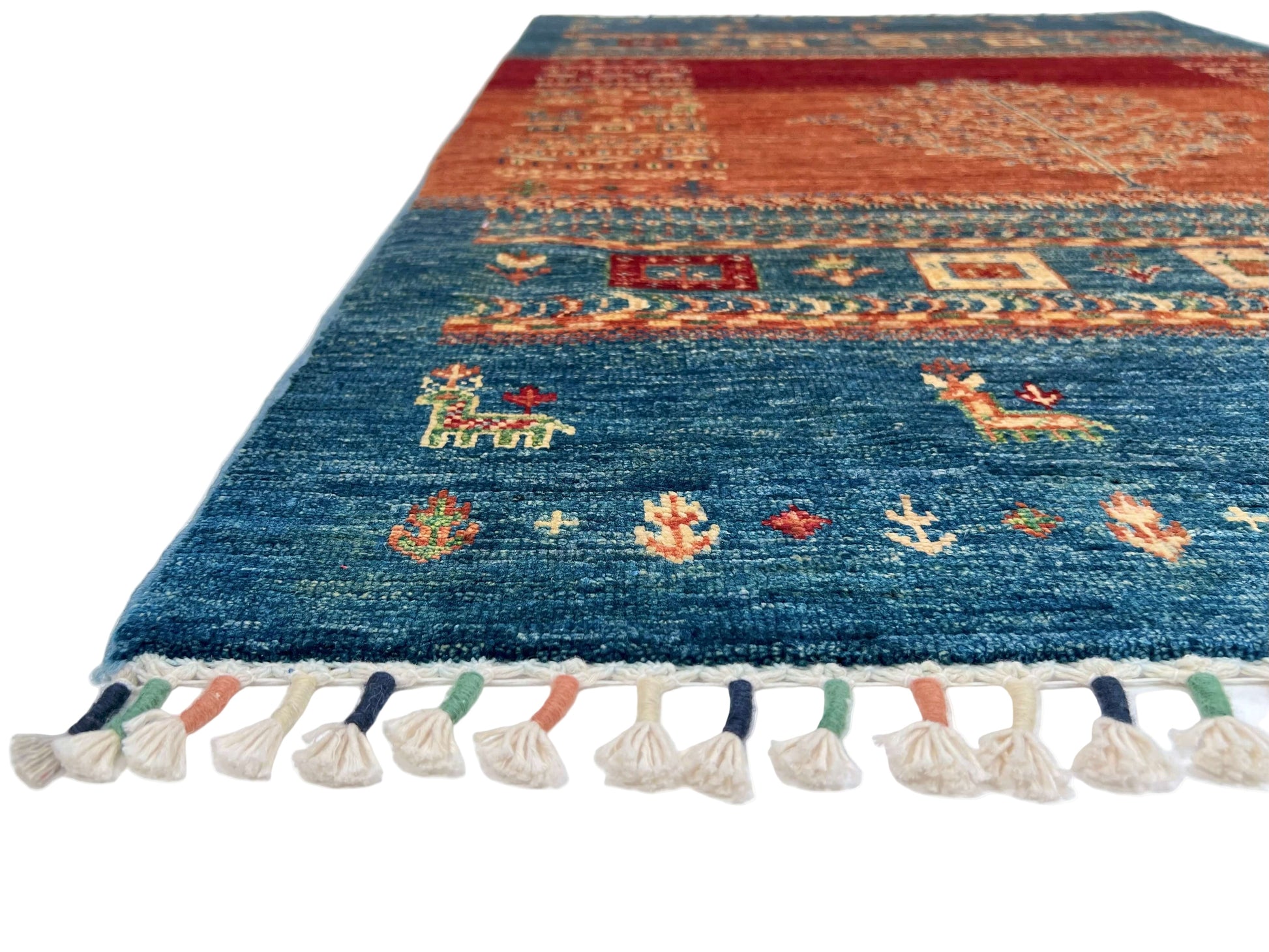 Afghan Tree of Life Gabbeh (3'04"x5'00") rust/blue - Nuvé