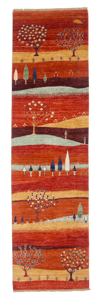 Scenic Afghan Gabbeh (2'08"x9'09") rust - Nuvé