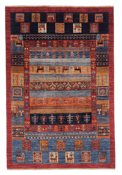 Afghan Gabbeh (4'02"x6'03") navy/blue/red - Nuvé