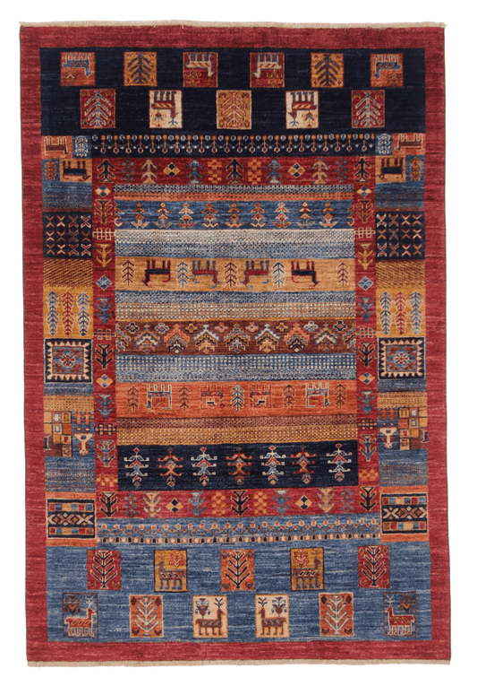 Afghan Gabbeh (4'02"x6'03") navy/blue/red - Nuvé
