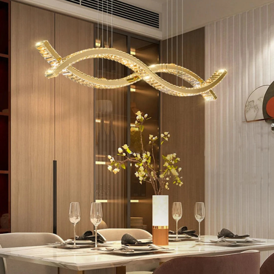 Gold Wave Crystal Chandelier - Nuvé