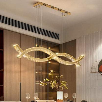 Gold Wave Crystal Chandelier - Nuvé