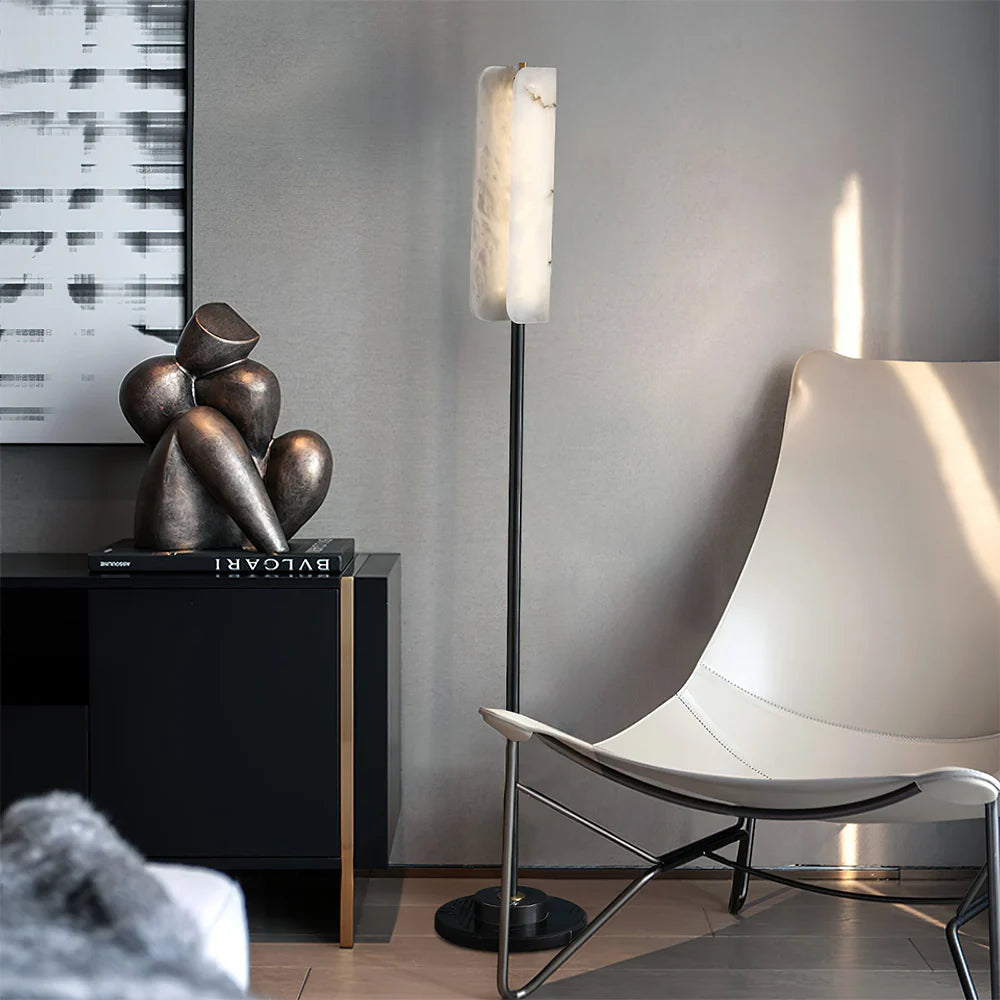 Alabaster Years Black Marble Floor Lamp