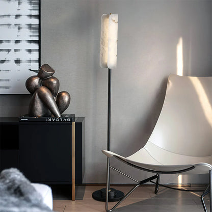 Alabaster Years Black Marble Floor Lamp