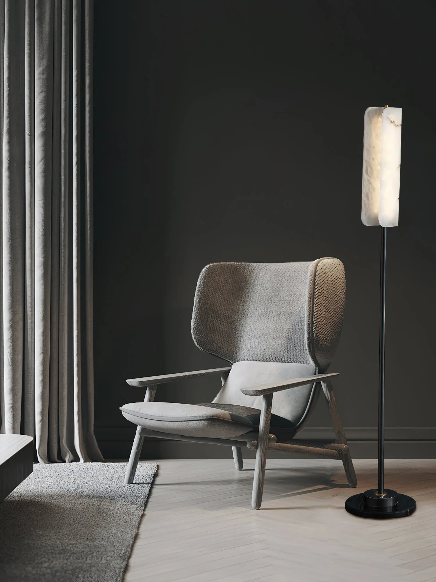 Alabaster Years Black Floor Lamp - Nuvé