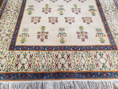 Tufenkian Rug 5.9 x 8.6, Tibetan Nepalese Rug, Hand Knotted, Soft Shiny Wool, Repeated Motifs, Contemporary Modern, Area Rug 6x9, Vintage - Nuvé