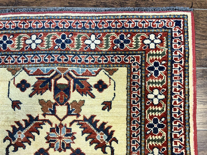Afghan Heriz Runner Rug 2.9 x 12, Vintage Hand Knotted Persian Carpet for Hallway, 12ft Runner, Wool, Cream - Nuvé