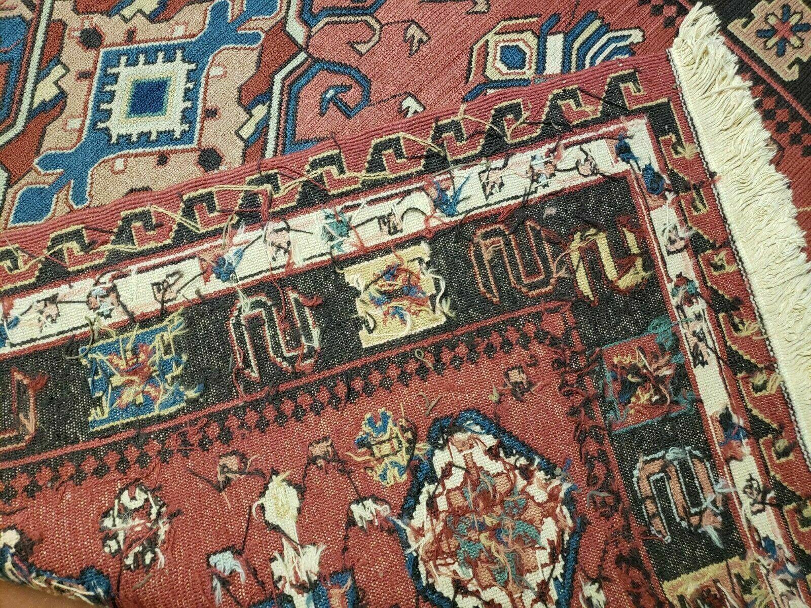 4' X 6' Vintage Russian Kilim Handmade Caucasian Soumak Flat Weave Wool Rug - Nuvé