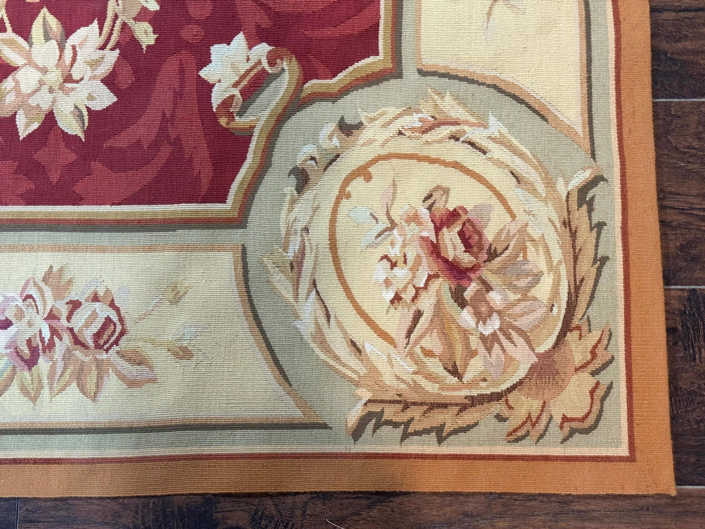 Aubusson Rug 4x6, Red, Floral, European Design, Vintage, Wool - Nuvé