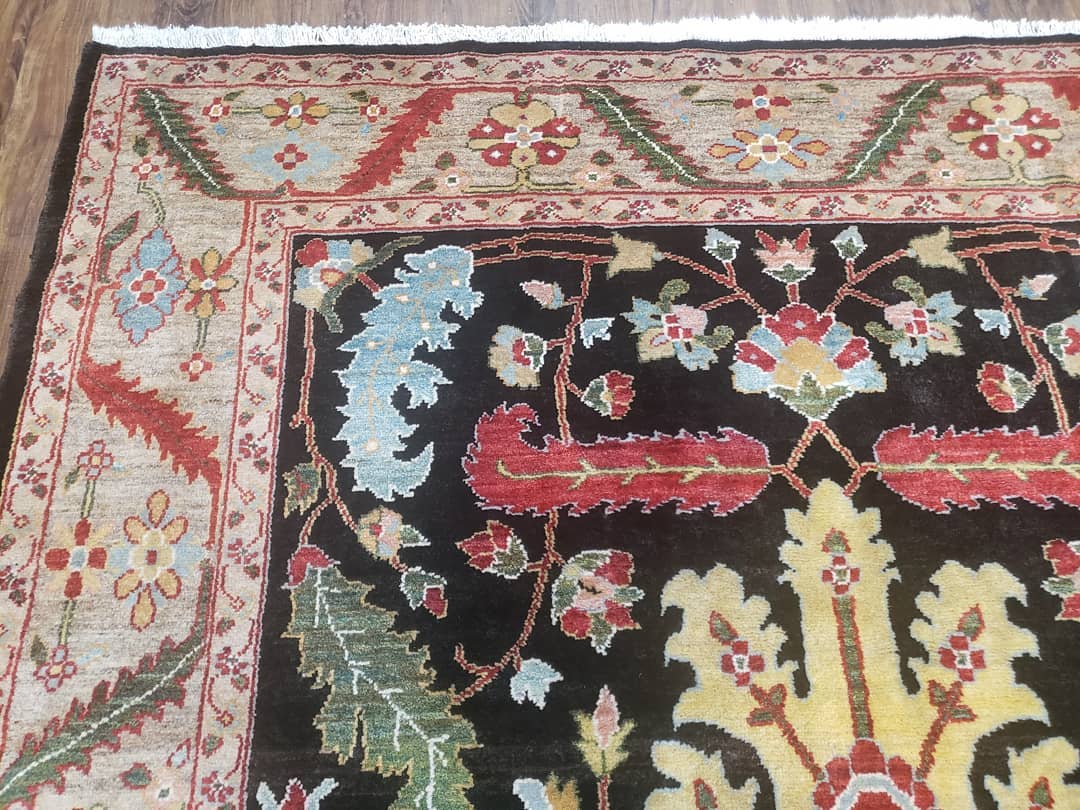 Peshawar Rug, 6x9 Rug, Hand Knotted Wool Area Rug, Black and Silver Rug, Unique Oriental Carpet, Handmade, Medium Sized Rug, Persian Rug - Nuvé